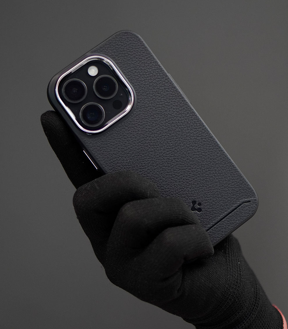 Matte black protective smartphone case with raised camera protection