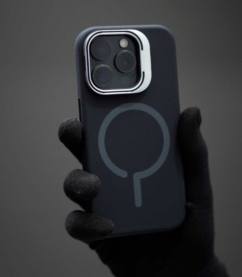 Matte silicone MagSafe case with metal camera lens protector for a refined look