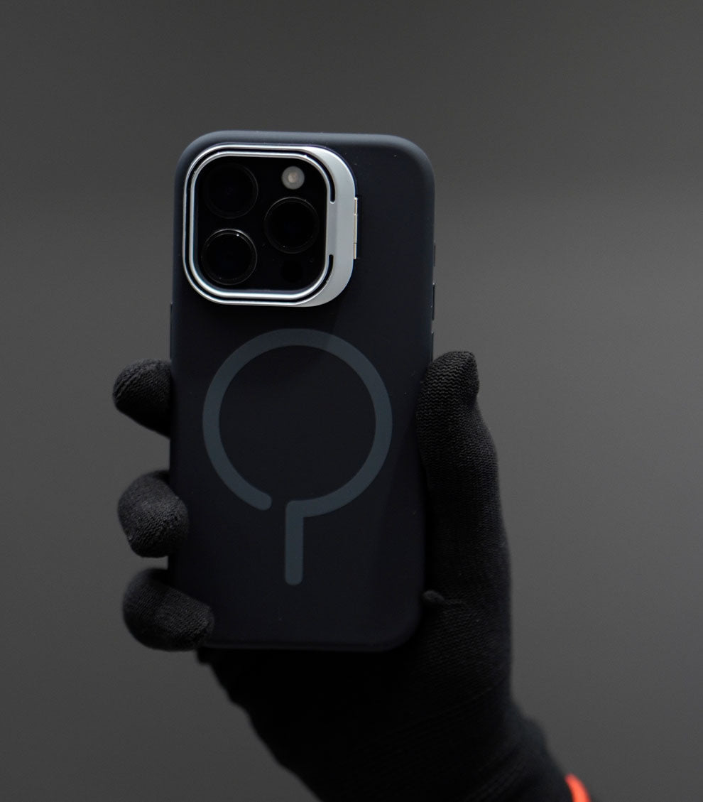 Minimalist silicone MagSafe case featuring smooth texture and camera guard