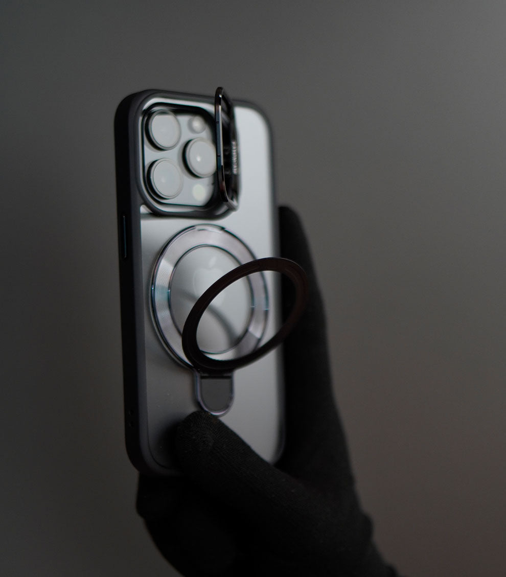 Slim TPU protective case with magnetic stand and lens guard