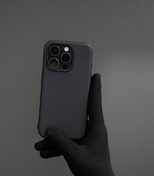 Slim minimalist protective phone cover in matte black finish
