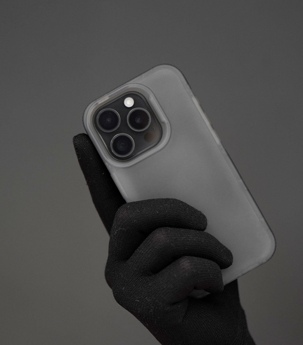 Transparent black smoky universal phone case with matte finish