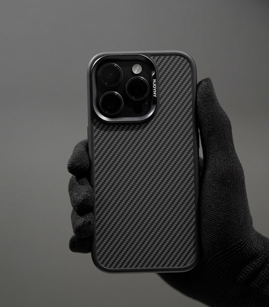 Carbon Fiber Texture Shockproof Phone Case in Black