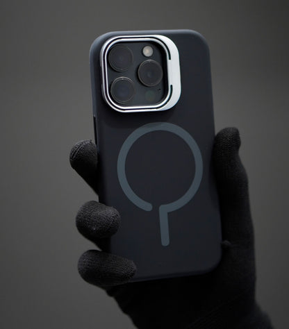 Matte silicone MagSafe case with metal camera lens protector for a refined look
