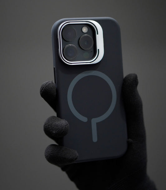 Matte silicone MagSafe case with metal camera lens protector for a refined look