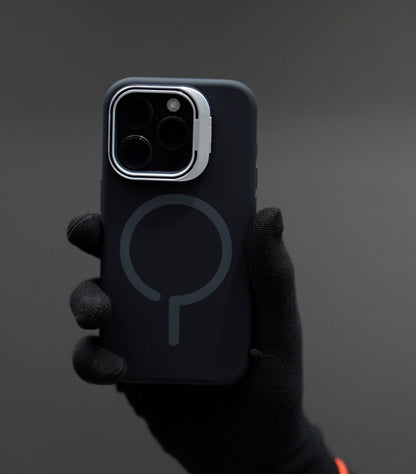 Minimalist silicone MagSafe case featuring smooth texture and camera guard