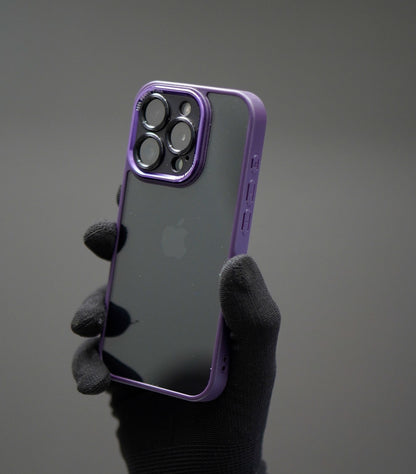 Protective clear TPU phone case with purple accent frame