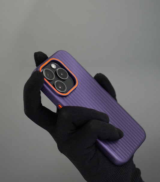 Purple shockproof silicone case with textured grip design