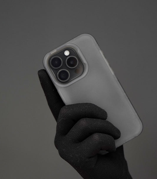 Transparent black smoky universal phone case with matte finish